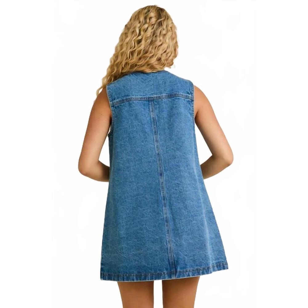 NEW LE LIS clare mini dress in denim blue - Picture 2 of 6